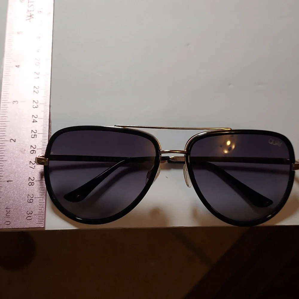Quay Aviator Sunglasses Black And Gold All In